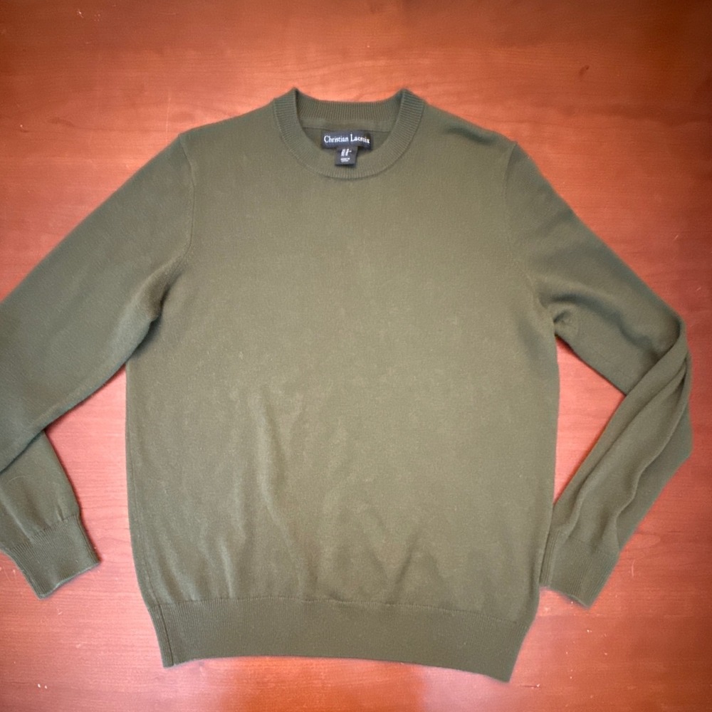Christian Lacroix sweater mens‎ Medium poly wool blend green olive army